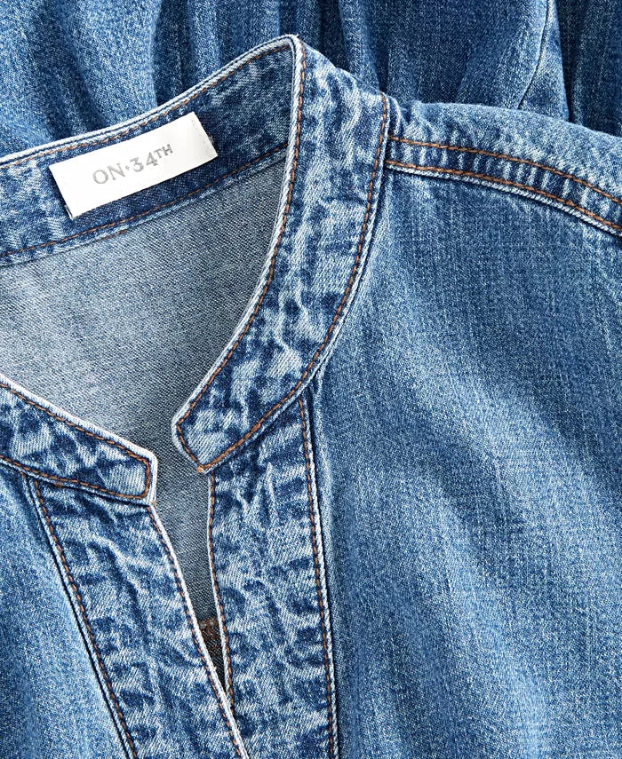 Women'S Denim Tiered Midi Dress, Created for Macy'S