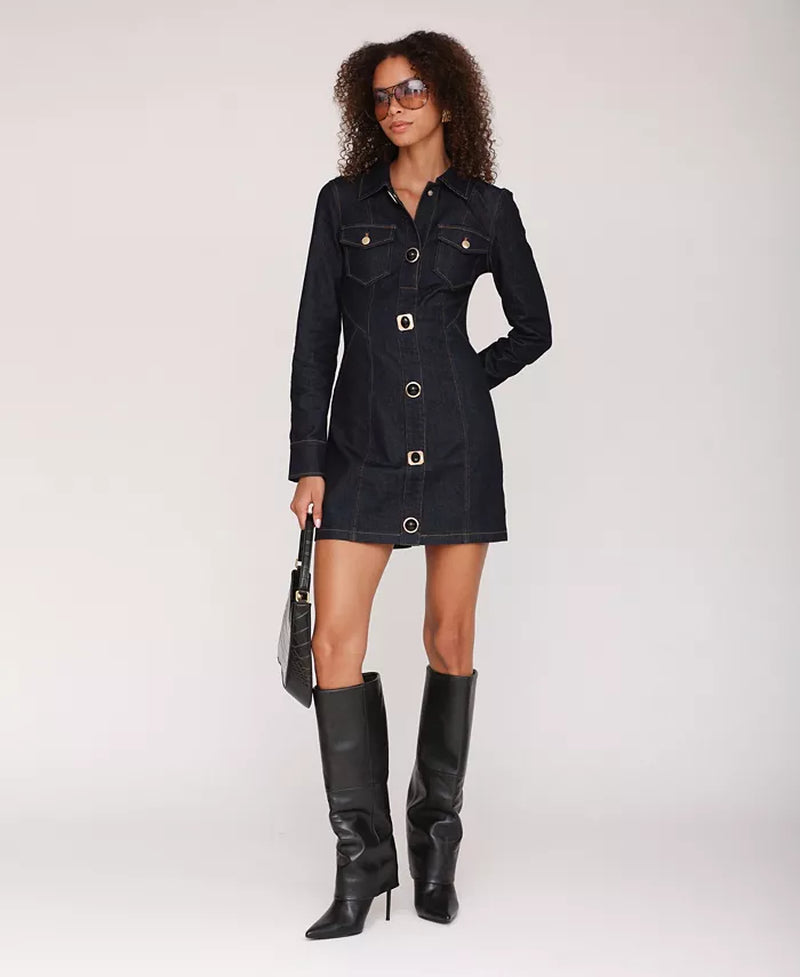 Women'S Collared Mini Shirt Dress
