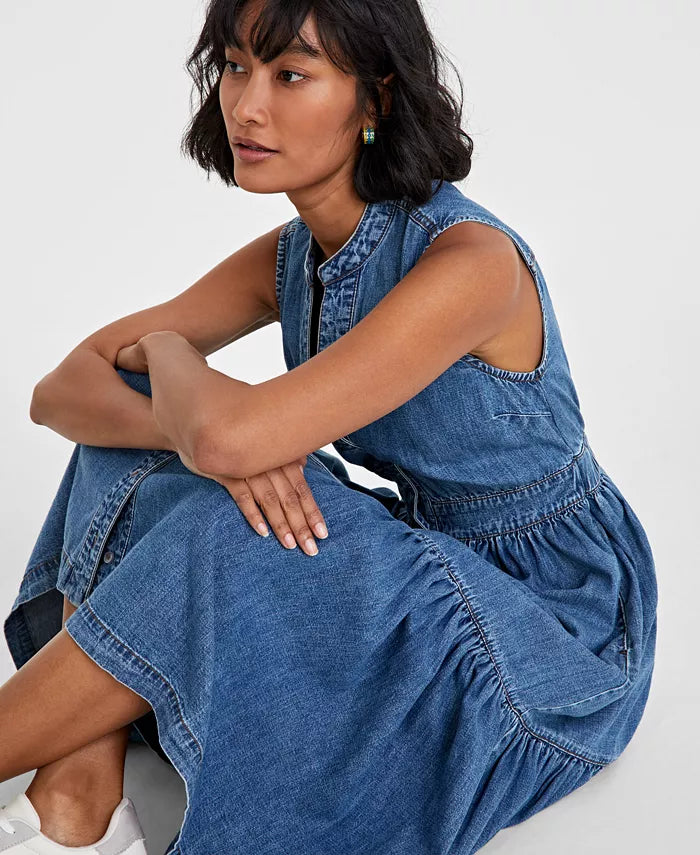 Women'S Denim Tiered Midi Dress, Created for Macy'S