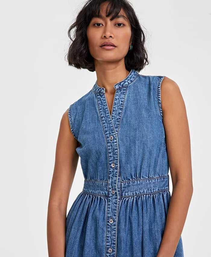 Women'S Denim Tiered Midi Dress, Created for Macy'S