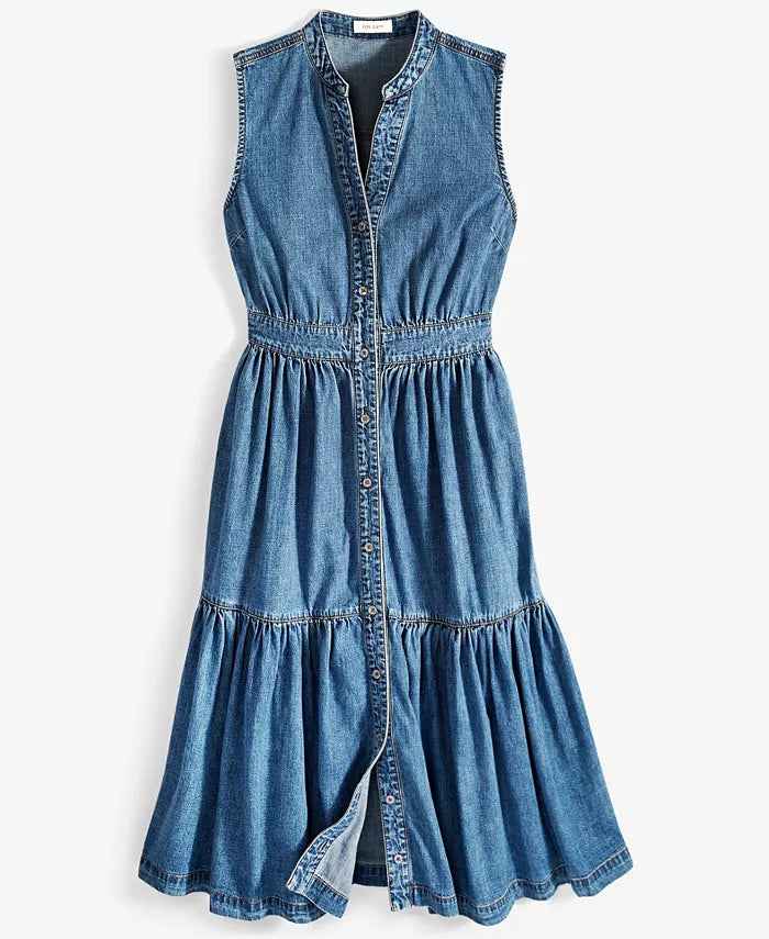 Women'S Denim Tiered Midi Dress, Created for Macy'S