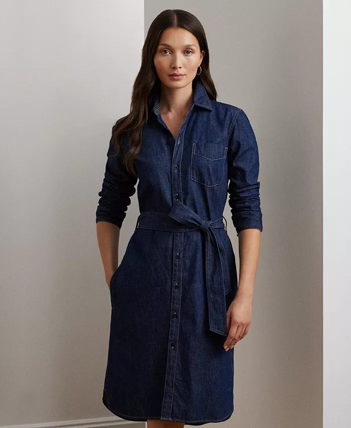 Belted Denim Shirtdress