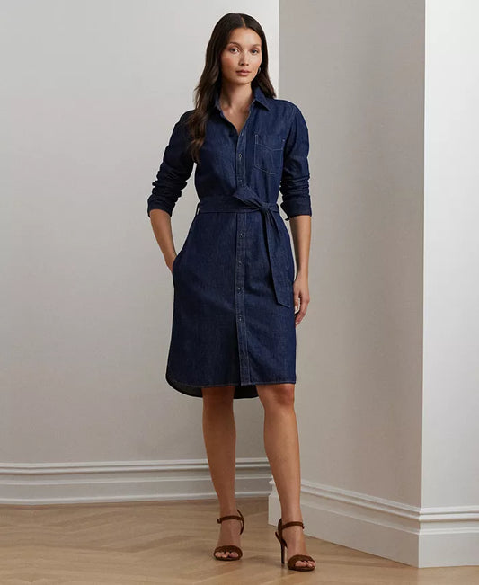 Belted Denim Shirtdress