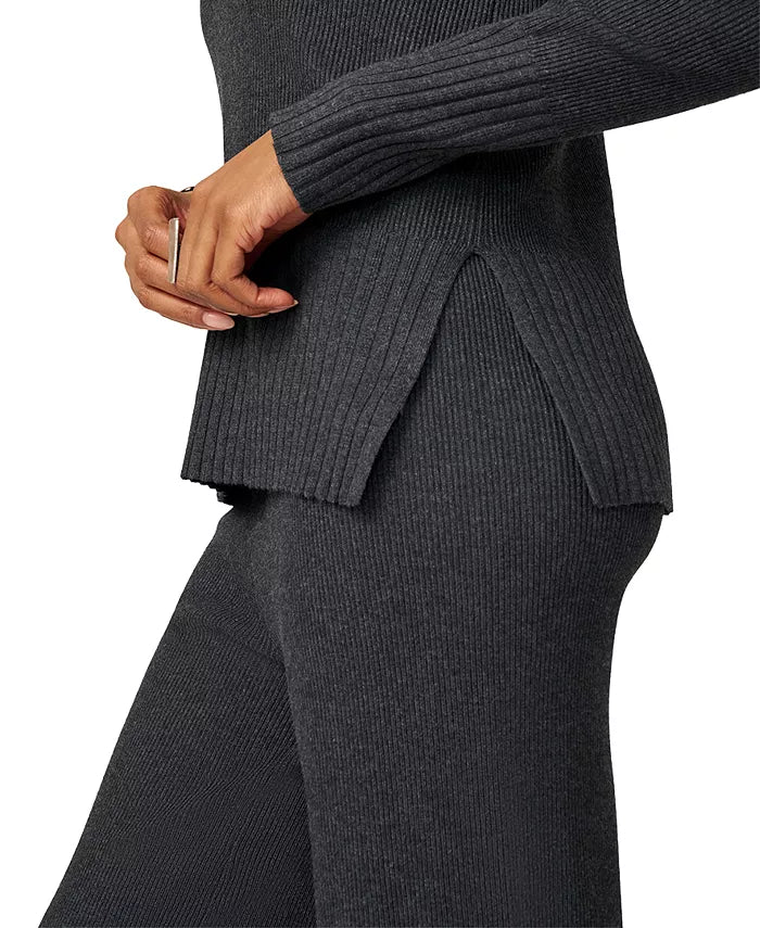 Petite Ribbed-Knit V-Neck Tunic & Pant Sweater Set