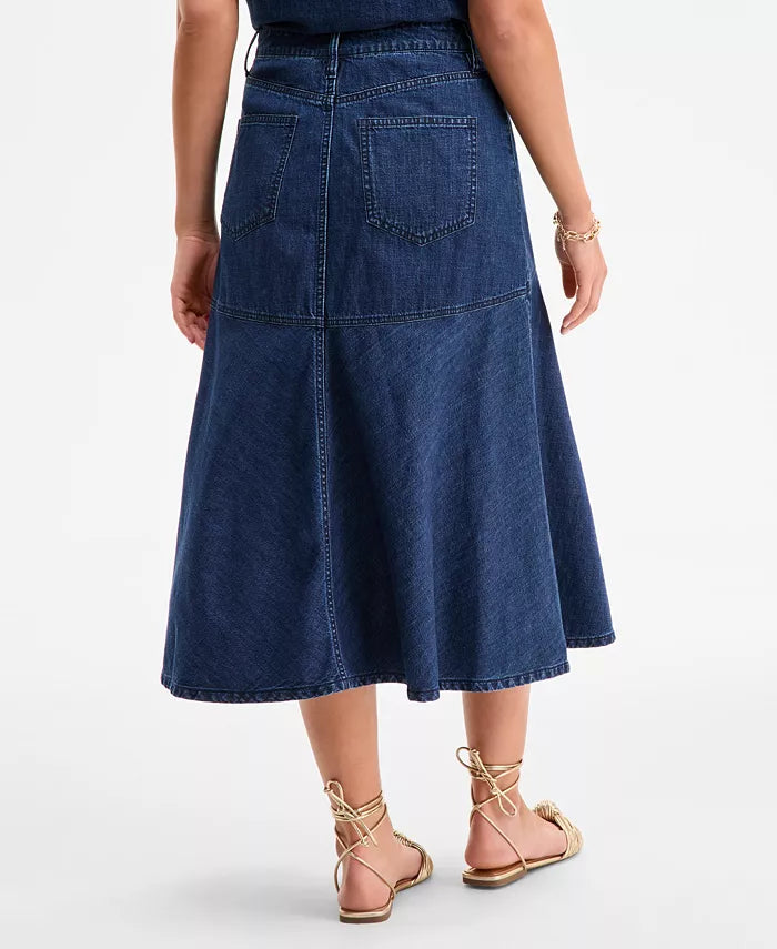 Women'S Denim Flared Midi Skirt, Exclusively at Macy'S