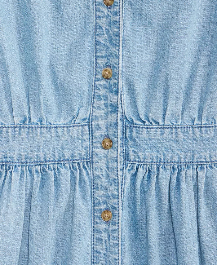 Women'S Denim Puff-Sleeve Midi Dress, Macy'S Exclusive